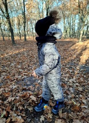 Шапка с натуральным мехом помпоном и хомут на зиму детский комплект7 фото