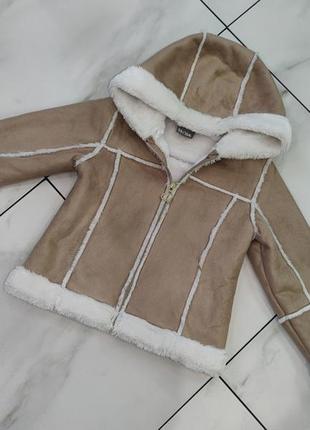 Утепленная демисезонная куртка дублёнка шубка cheecah 3-4 г (98-104см)3 фото
