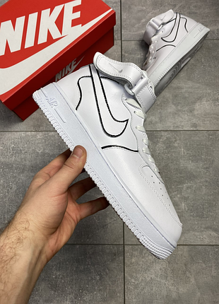 Nike air force high чоловічі високі осінні кросівки білі чорні найк