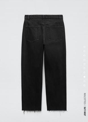 Чорні джинси zara мом чёрные джинсы зара брюки штани момы мом 36 s прямі джинси фіт3 фото