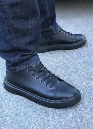 Мужские чёрные кожаные ботинки чоловічі чорні шкіряні черевики2 фото