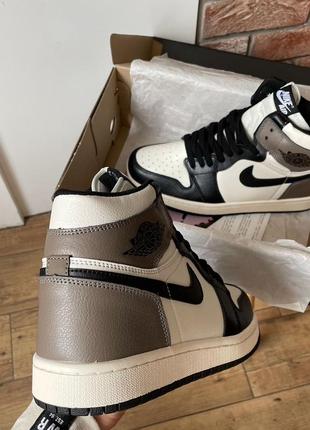 Чоловічі шкіряні кросівки nike air jordan 1 retro high dark mocha10 фото