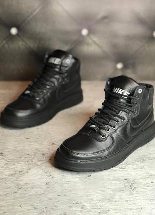 Мужские чёрные кожаные ботинки nike чоловічі чорні шкіряні черевики nike4 фото