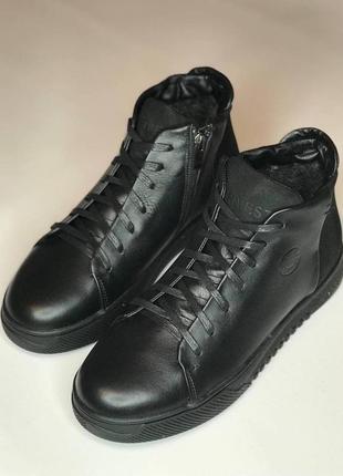 Мужские чёрные кожаные ботинки ravest чоловічі чорні шкіряні черевики ravest1 фото