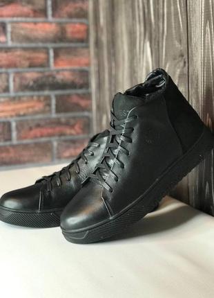 Мужские чёрные кожаные ботинки ravest чоловічі чорні шкіряні черевики ravest8 фото