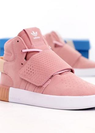 Женские высокие кроссовки adidas tubular invader strap#адидас1 фото