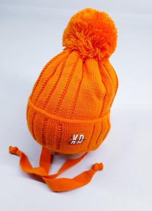 Дитяча демісезонна шапка для хлопчика kraft 3140 50-52см(р) джинсовий, помаранчевий, чорний