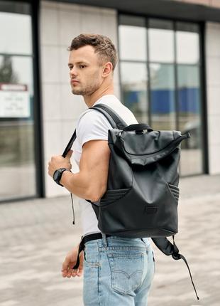 Зручний та місткий чоловічий рюкзак ролл sambag rolltop lzt — чорний6 фото