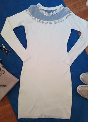 Брендовое вискозное белое платье миди6 фото