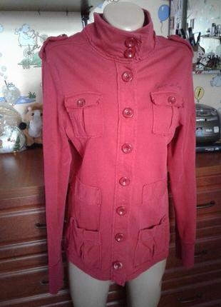 Esprit красная куртка-жакет-пиджак со стразами и погонами л-хл
