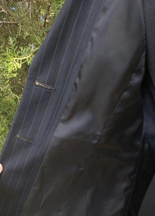 Чорний піджак в смужку вовна шерстяний5 фото