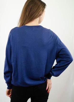 Harrods темно синий легкий шерстяной джемпер с круглым вырезом, кофта из шерсти, свитер (дефект)5 фото