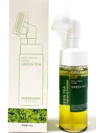 Пінка-мус для вмивання зі щіточкою для масажу green tea