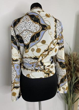 Блуза топ накидка з об’ємним рукавом з принтом6 фото