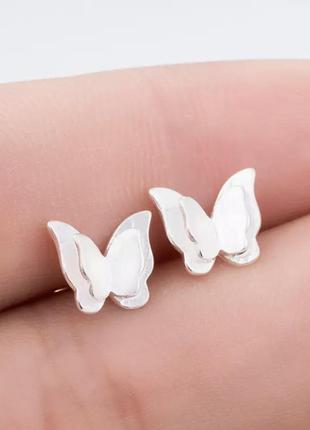 Сережки метелики, сережки для мочки і хряща, покриття срібло 9252 фото