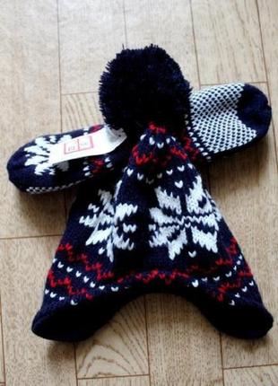 Тепла шапка з рукавицями