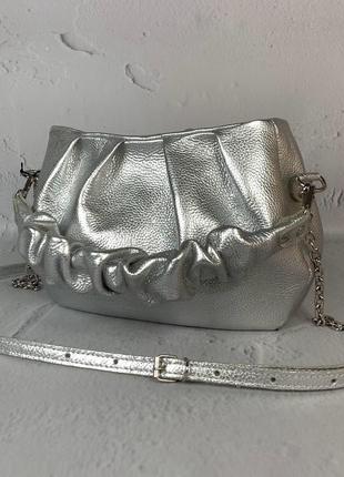 Сумка женская кожаная, серебряный флотар 1741