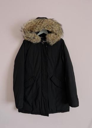 Преміум куртка пуховик woolrich з хутром койота пухова парка койот