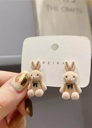 Серёжки зайчик серьги заяц зайка