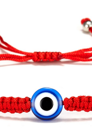 Красный браслет на руку с бусиной "турецкий глаз" , оберег3 фото