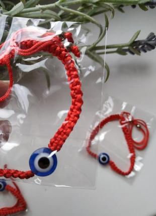 Красный браслет на руку с бусиной "турецкий глаз" , оберег8 фото