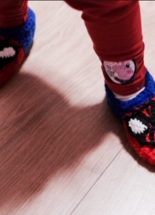 Домашні в'язані шкарпетки тапочки людина павук5 фото