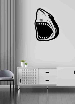 Наклейка на стену (стекло, мебель, зеркало, металл) "голова акулы (возможен любой цвет пленки)"