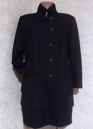 Лёгкое качественное чёрное шерстяное пальто yessica, xxl-xxxl