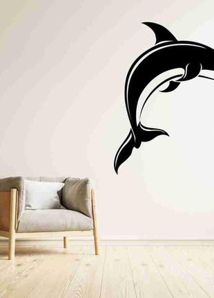 Наклейка на стену (стекло, мебель, зеркало, металл) "дельфин (возможен любой цвет пленки)"
