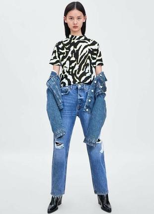 Топ футболка напівпрозора zara принт зебра