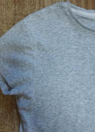 Майка футболка серая в рубчик для девочки 12-13 лет 152-158 см2 фото
