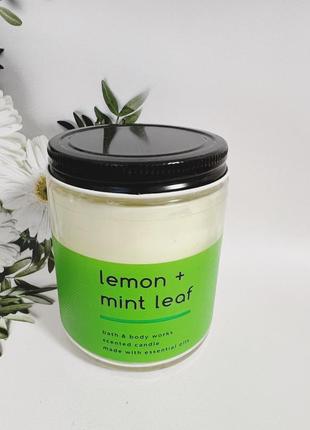 Свічка lemon + mint leaf від bath and body works1 фото