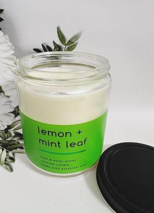 Свічка lemon + mint leaf від bath and body works2 фото