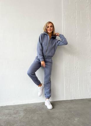 Прогулочный костюм на флисе серый