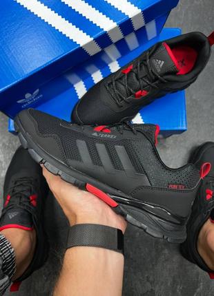 Чоловічі кросівки adidas terrex easy trail pure tex all black red2 фото