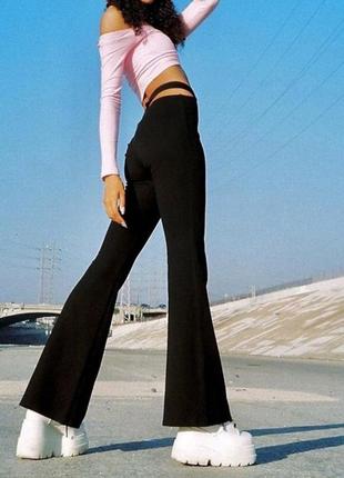Штаны клёш брюки с разрезами на талии панк