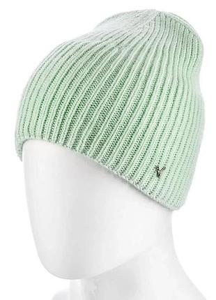 Шапка бини из ангоры зимняя без отворота двойная без подкладки в рубчик atrics wh785 айсберг