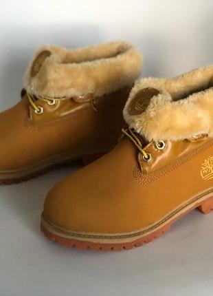 Женские зимние ботинки на меху теплые черные - массивные timberland с мехом6 фото