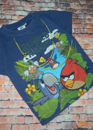 5 лет футболка детская синяя angry birds