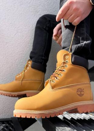 Женские высокие рыжие ботинки timberland - демисезонные1 фото