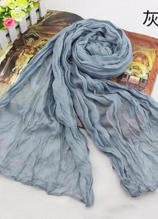 Женский шарфик серый - размер шарфа 170*40см, хлопок, полиэстер