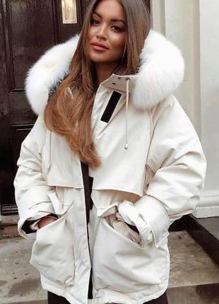 Стильна тепла куртка зручна красива жіноча красива зручна модна трендова тепла молоко