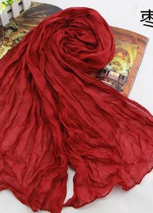 Женский шарфик бордовый - размер шарфа 170*40см, хлопок, полиэстер