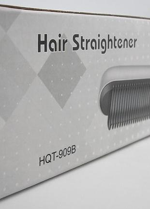 Гребінець випрямляч плойка для завивки волосся, стайлер турмалінове покриття hair straightener hqt-909в4 фото