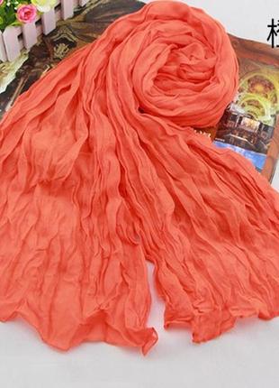 Женский шарфик арбузный - размер шарфа 170*40см, хлопок, полиэстер