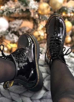 Зимові жіночі черевики dr. martens jadon patent/зимние женские ботинки доктор мартинс жадон патент3 фото