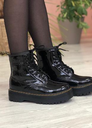 Зимові жіночі черевики dr. martens jadon patent/зимние женские ботинки доктор мартинс жадон патент