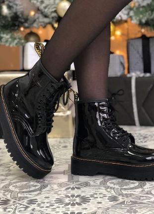 Зимові жіночі черевики dr. martens jadon patent/зимние женские ботинки доктор мартинс жадон патент2 фото