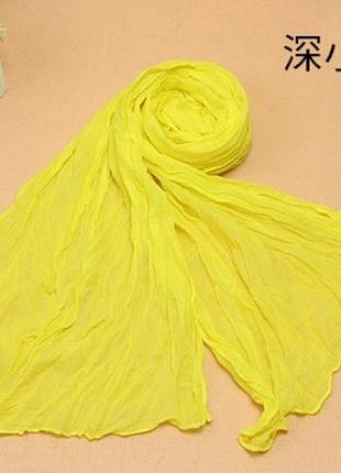 Женский шарфик желтый - размер шарфа 170*40см, хлопок, полиэстер