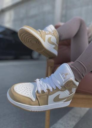 Чоловічі кросівки  jordan 1 retro high white beige мужские кроссовки джордан
